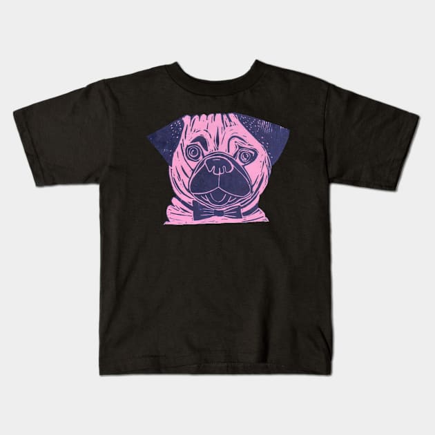 Dog. Posh Pug, pink Kids T-Shirt by krisevansart